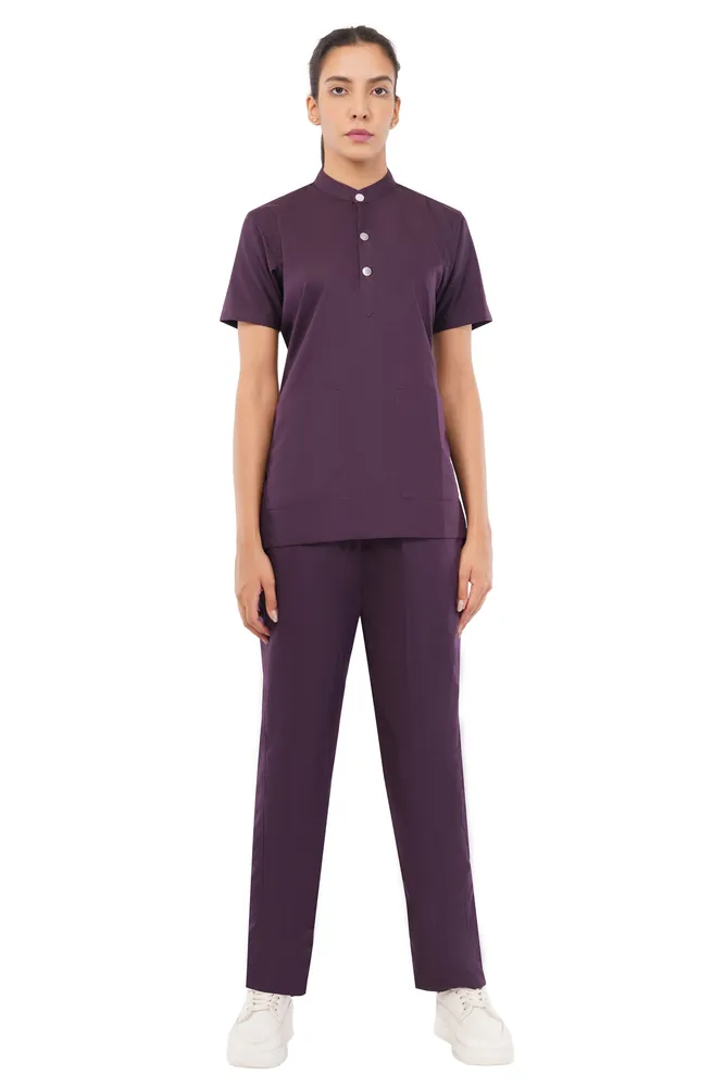 Mandarin Neck with 3 Buttons Womens Scrub